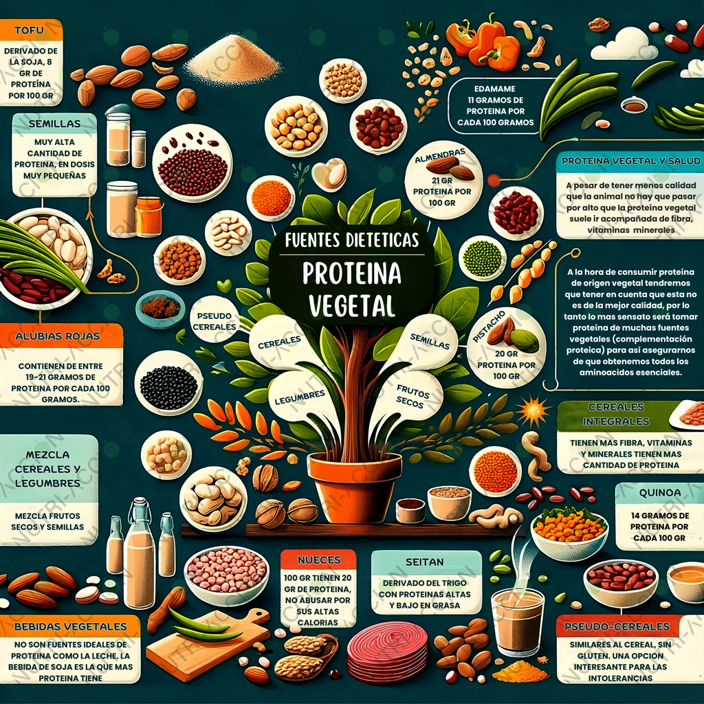 Infografía sobre las fuentes dietéticas de proteina vegetal